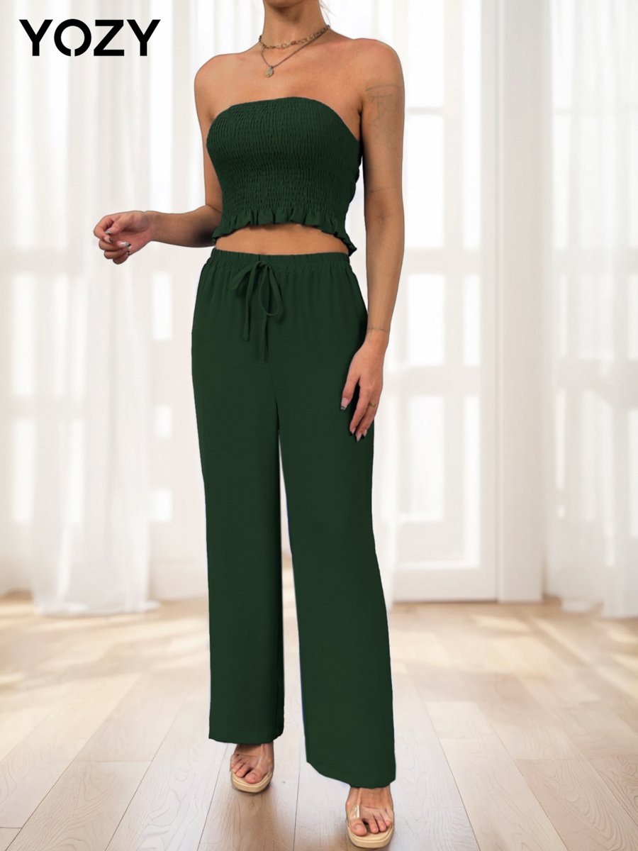 Pack of 3 - Bandeau Top, Short Sleeve Shirt and Pants Co-Ords 