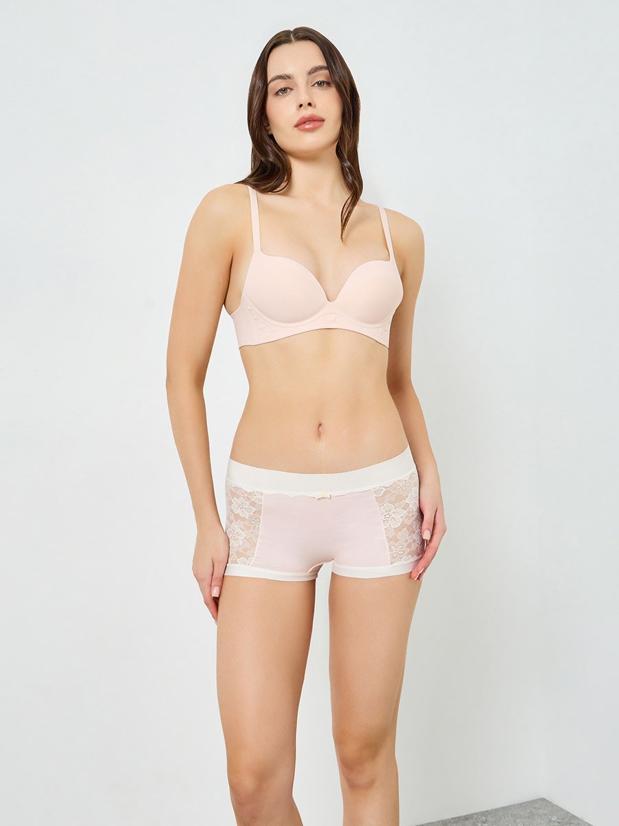 Pack of 4 - Cotton Elastane Full Briefs with Lace Panel