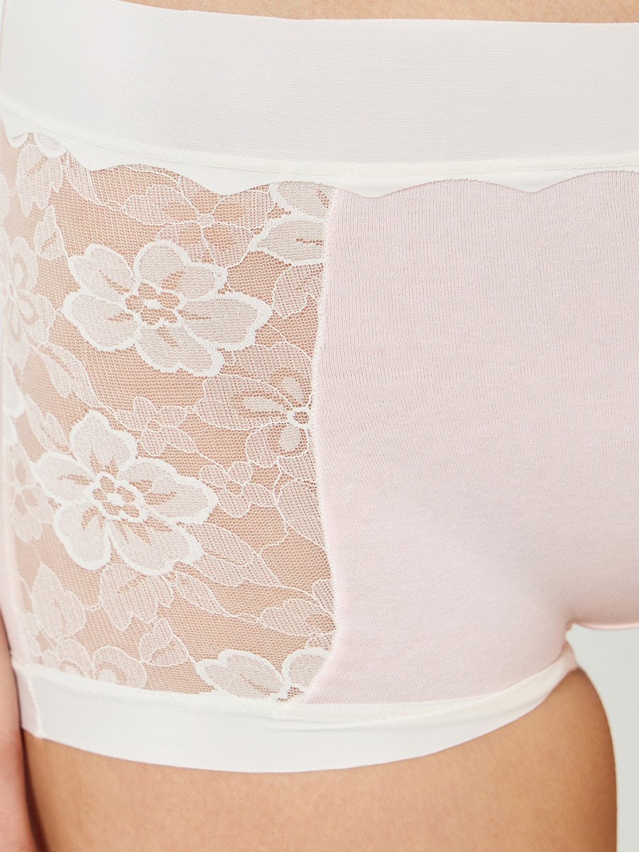 Pack of 4 - Cotton Elastane Full Briefs with Lace Panel