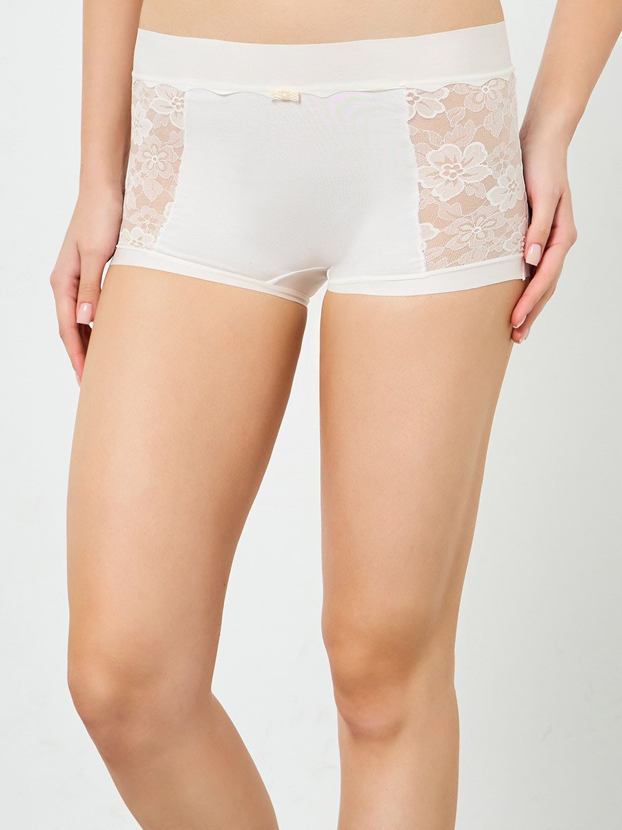 Pack of 4 - Cotton Elastane Full Briefs with Lace Panel