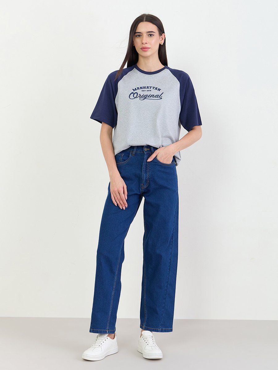 Grey Oversized Slogan Printed T-Shirt