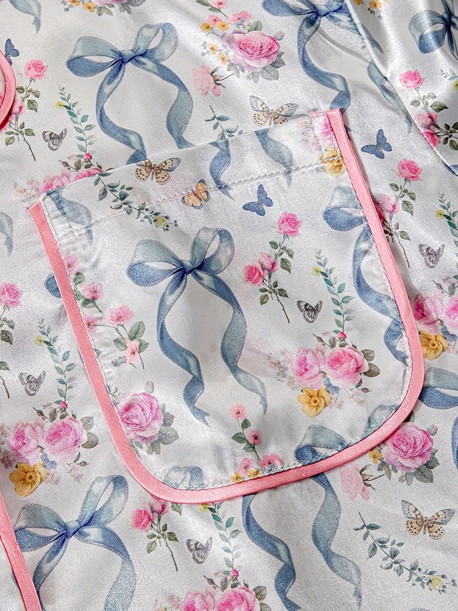 Floral Print Bow Detail Shirt and Shorts Set