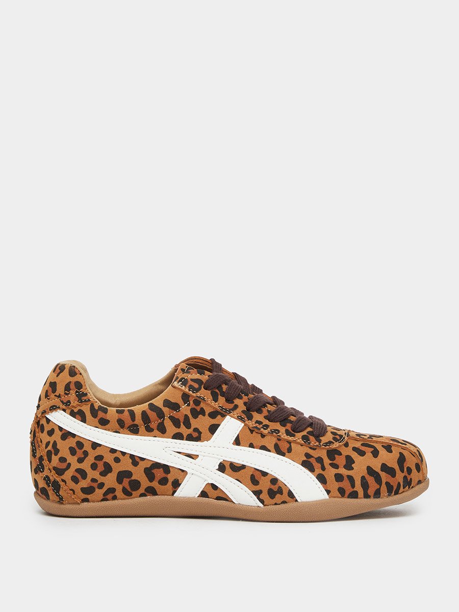 Women Leopard Print Lace Up Sneakers