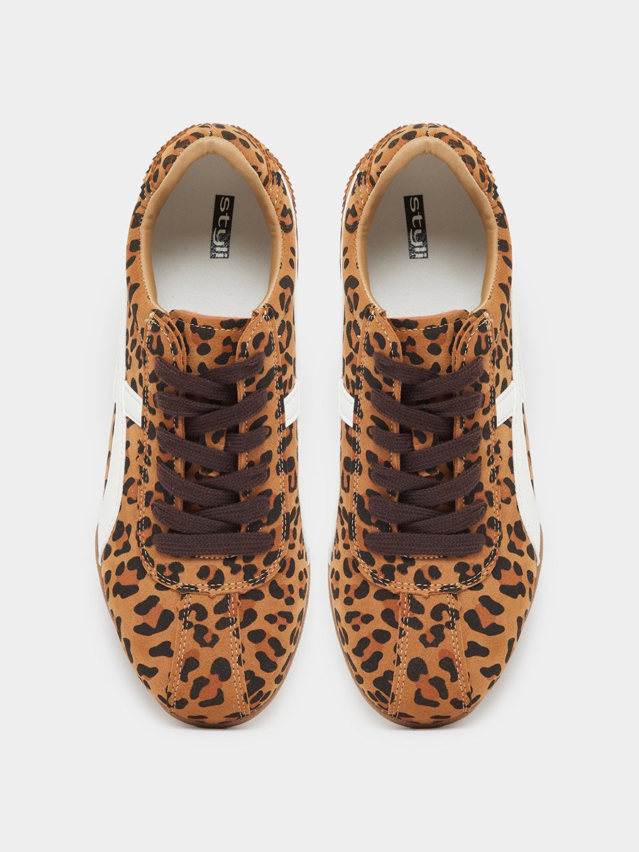 Women Leopard Print Lace Up Sneakers