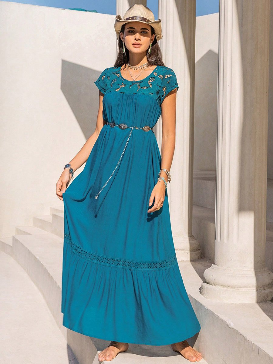 Women Cut-Out Lace Detail Maxi Dress
