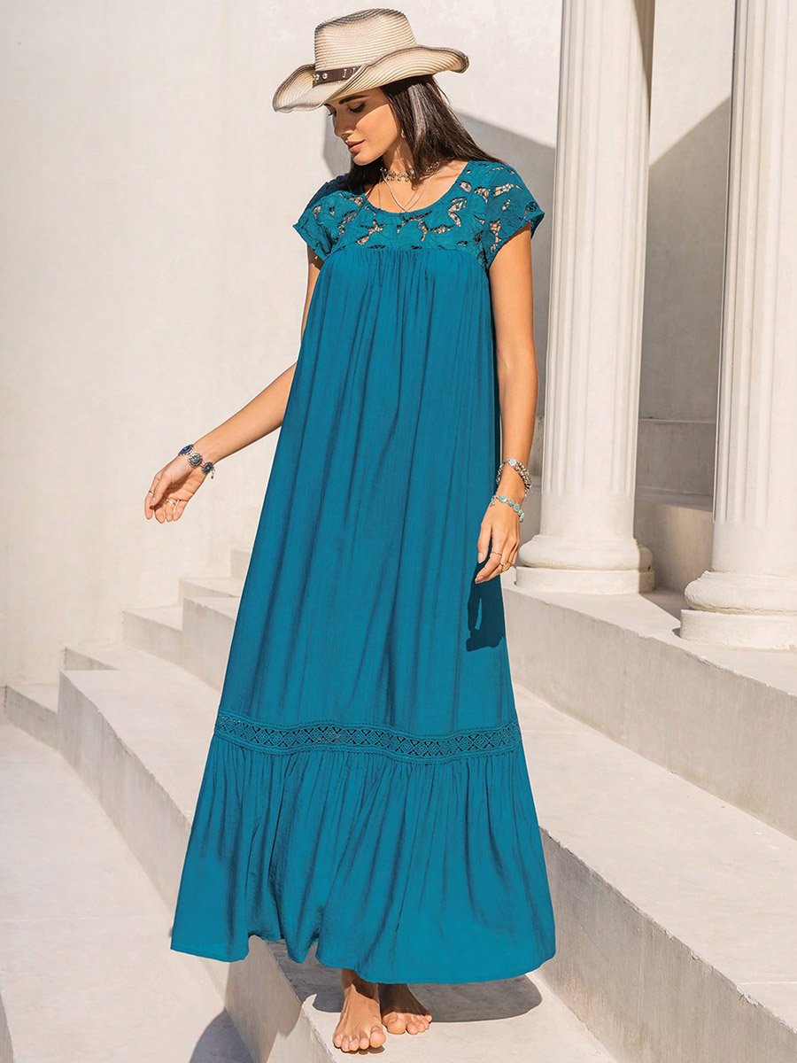 Women Cut-Out Lace Detail Maxi Dress