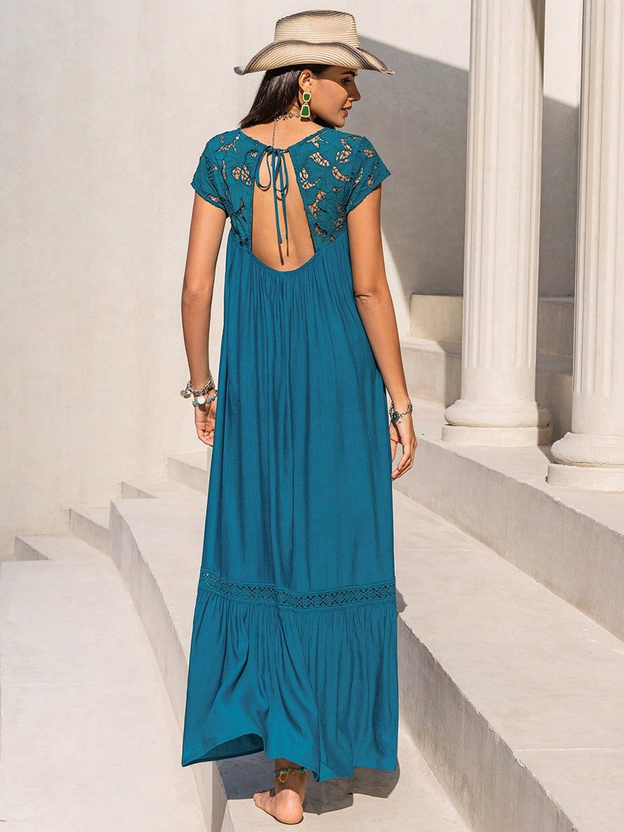 Women Cut-Out Lace Detail Maxi Dress