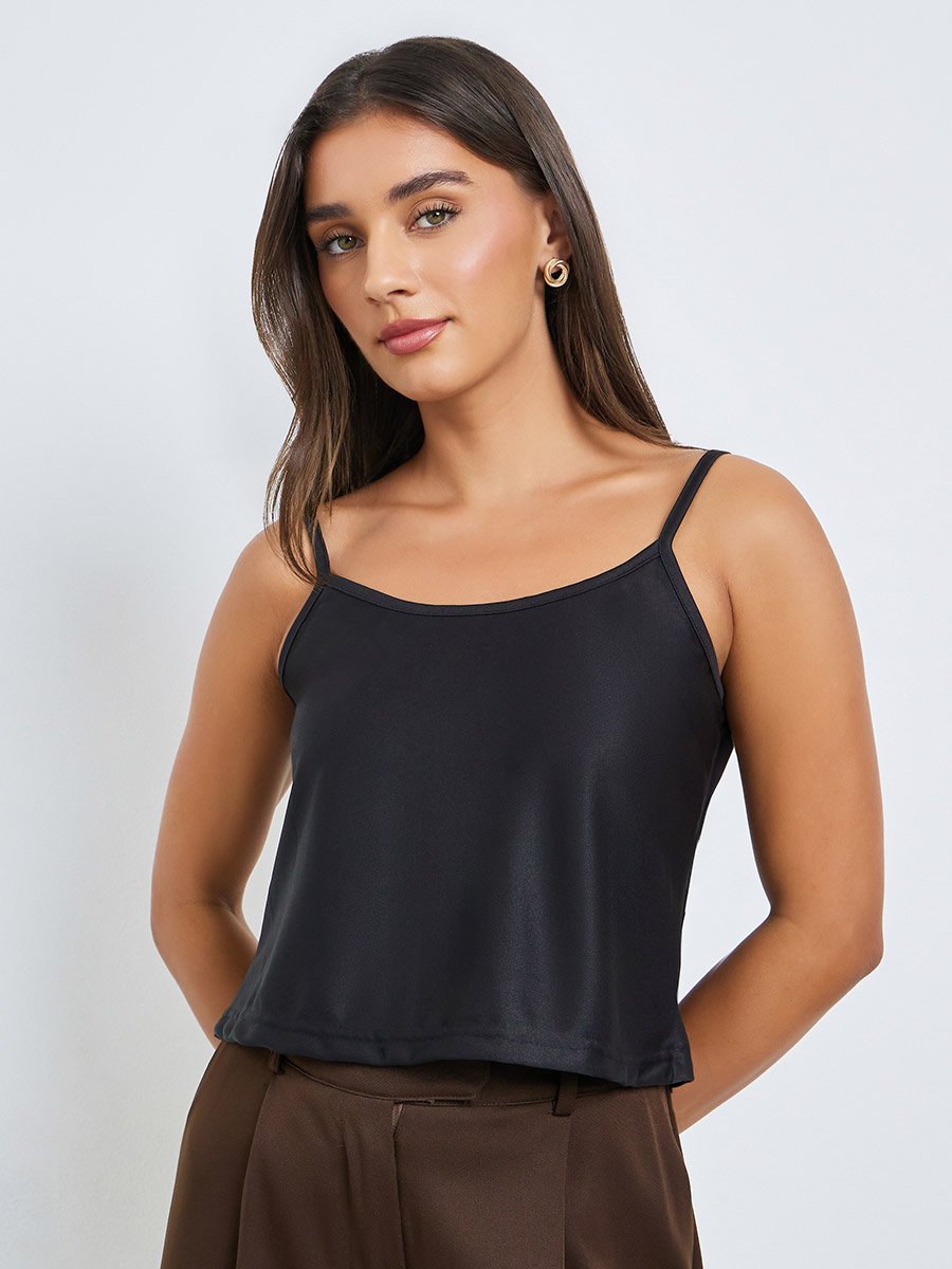 Black Floral Print Sheer Blouse with Inner Cami