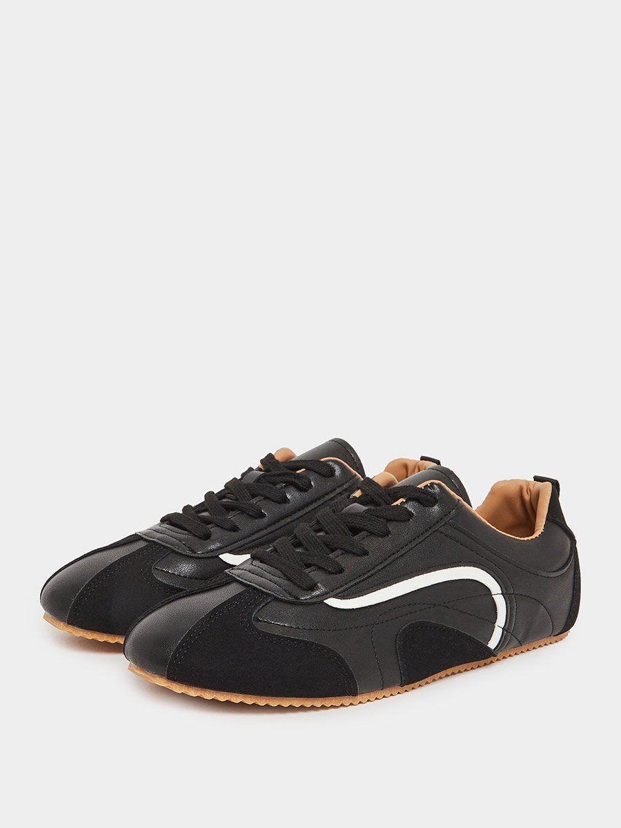 Black Retro Lace Up Sneakers