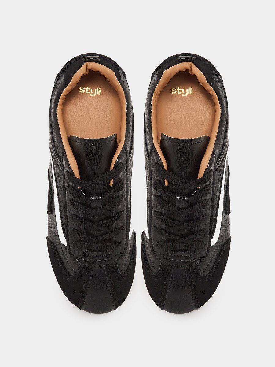 Black Retro Lace Up Sneakers