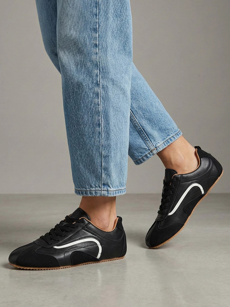 Black Retro Lace Up Sneakers