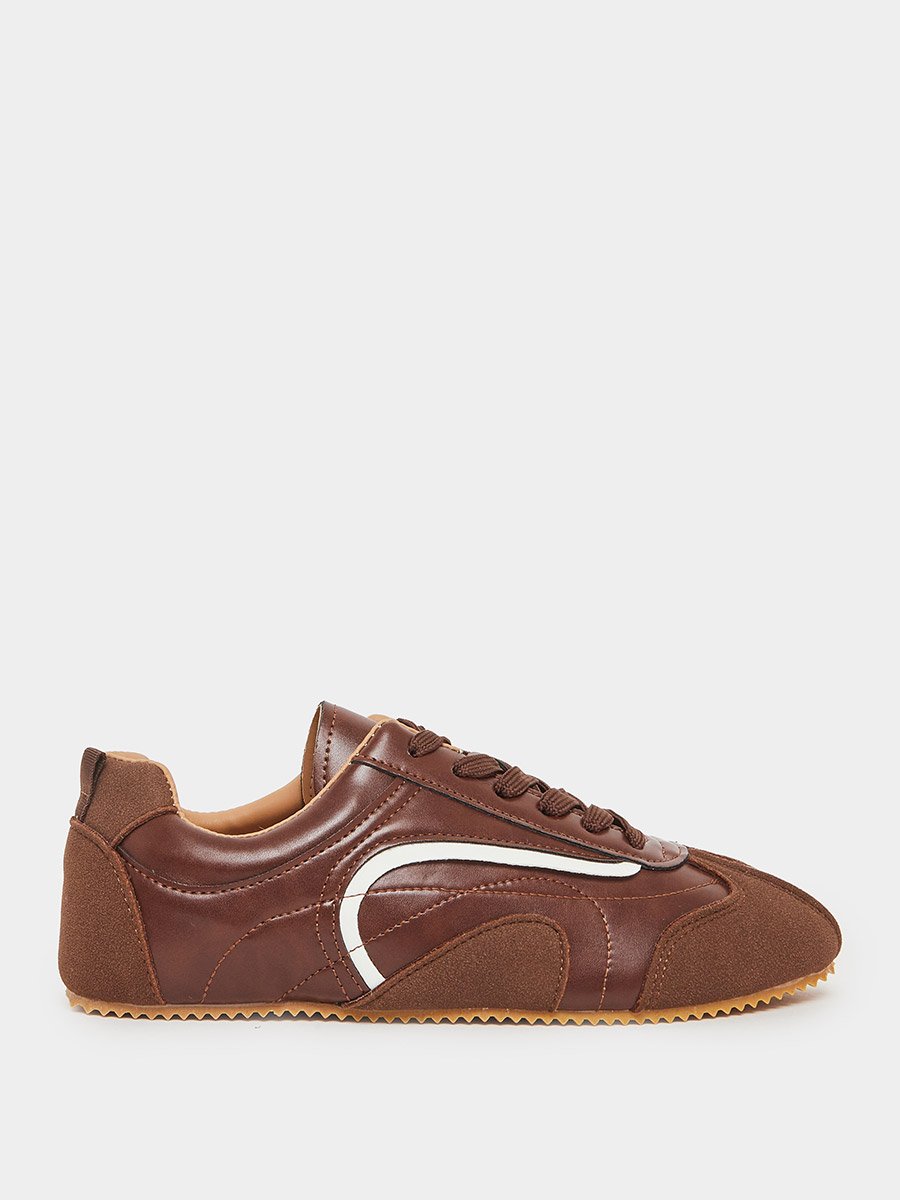 Brown Retro Lace Up Sneakers