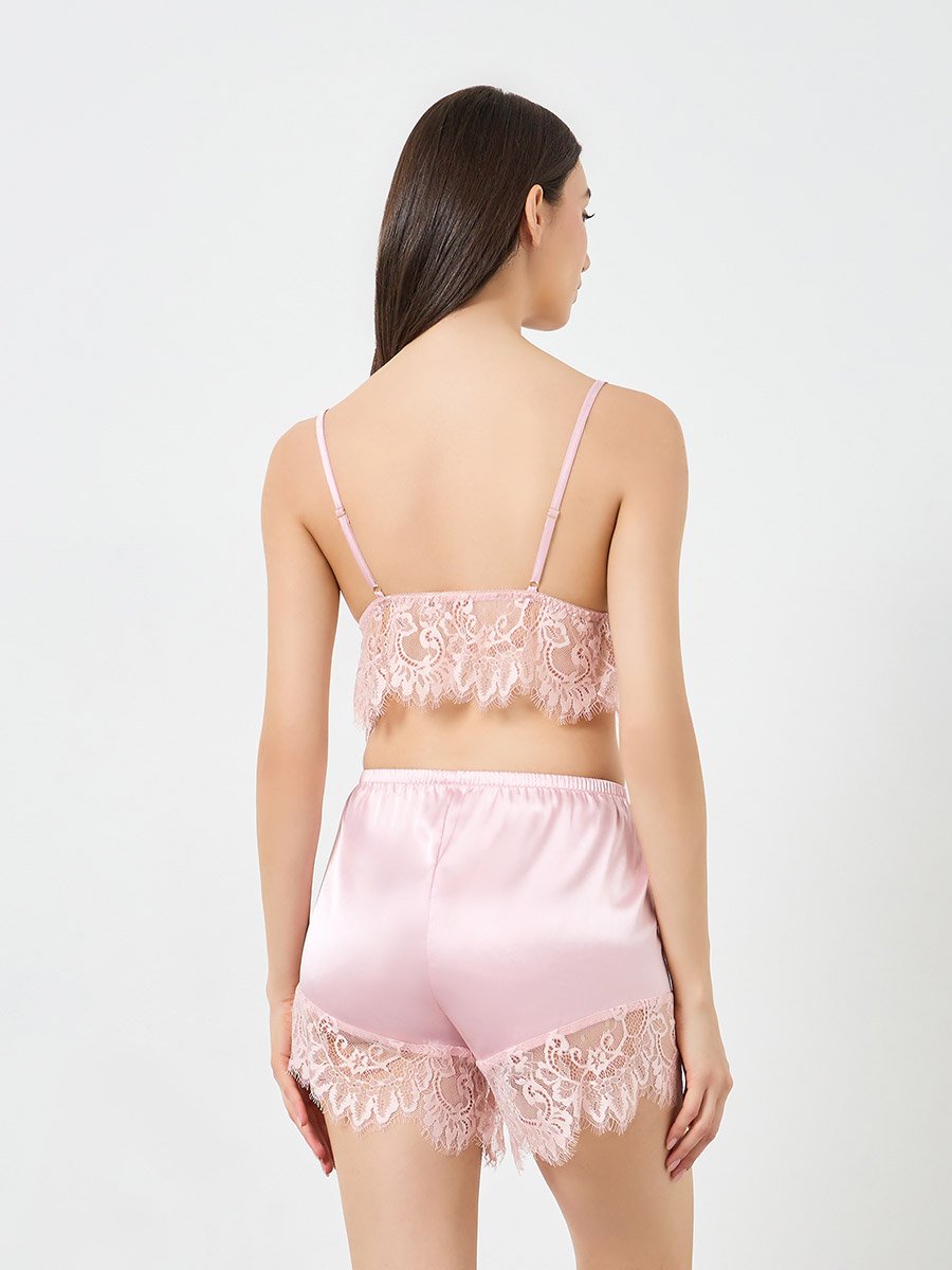 Pack of 3 - Light Pink Lace Camisole with Brief and Robe Set