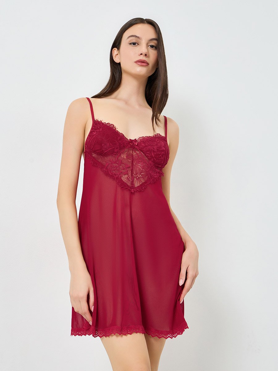 a burgundy dress Rosalie Lace Cup Bodycon Mini Dress M main image 0