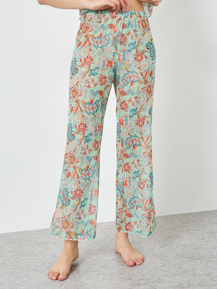 Floral Print Strappy Camisole with Pyjama Set