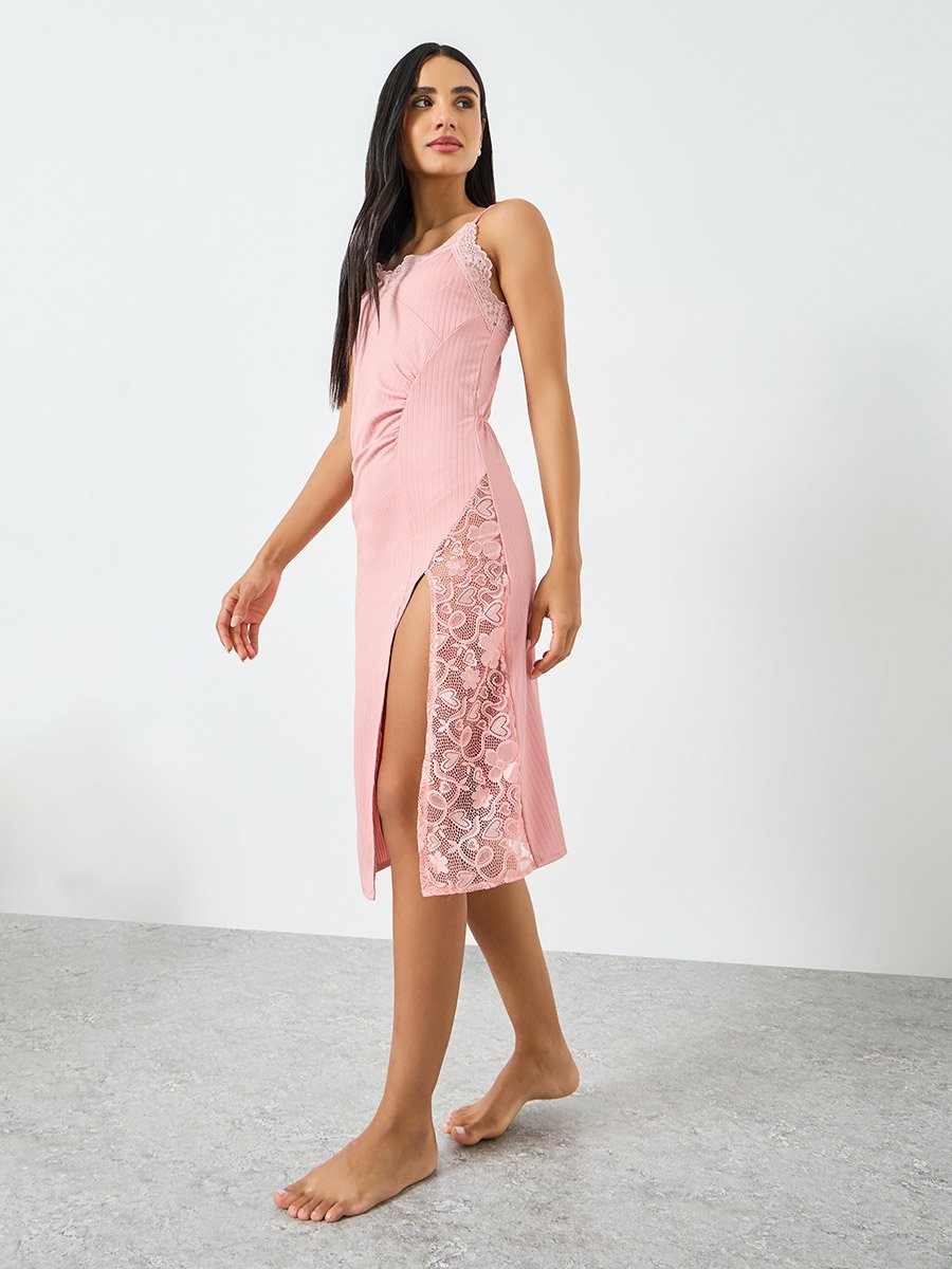 chinese dress ladies For Love & Lemons Creamsicle Lace Slip Dress Pale Pink – blueandcream