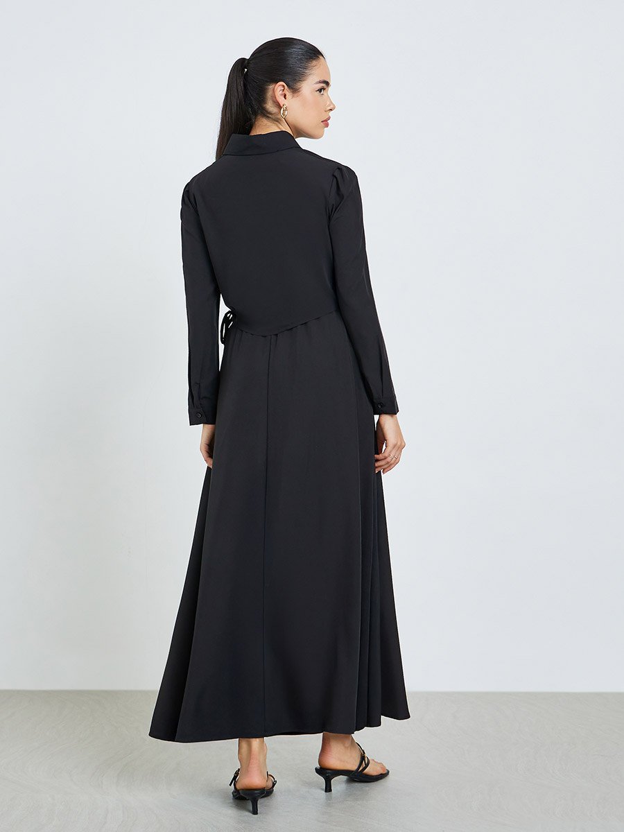 Women Ruched Shirt and Maxi Skirt Modest Set