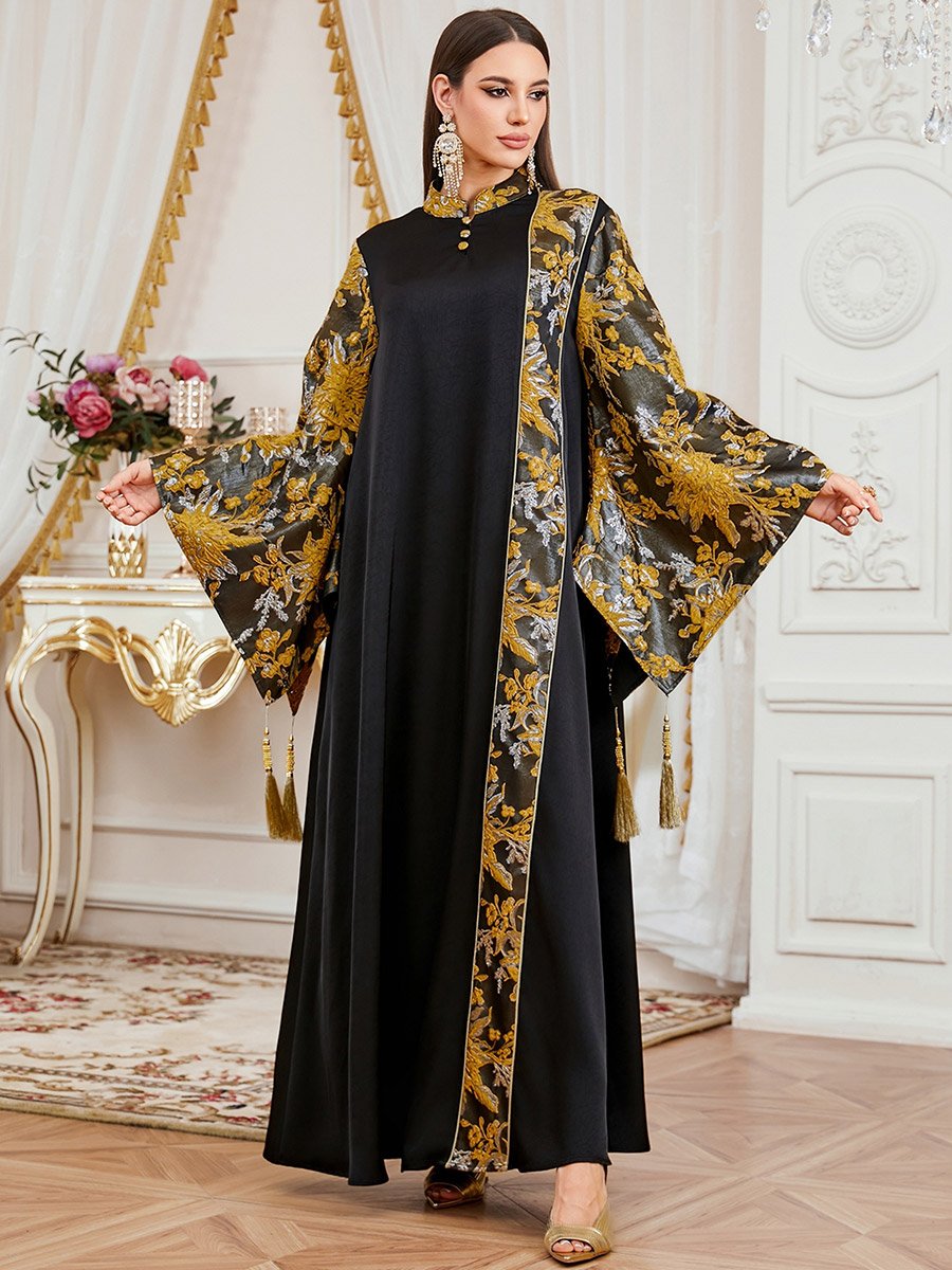 Women Embroidered Kimono Sleeve Jalabiya