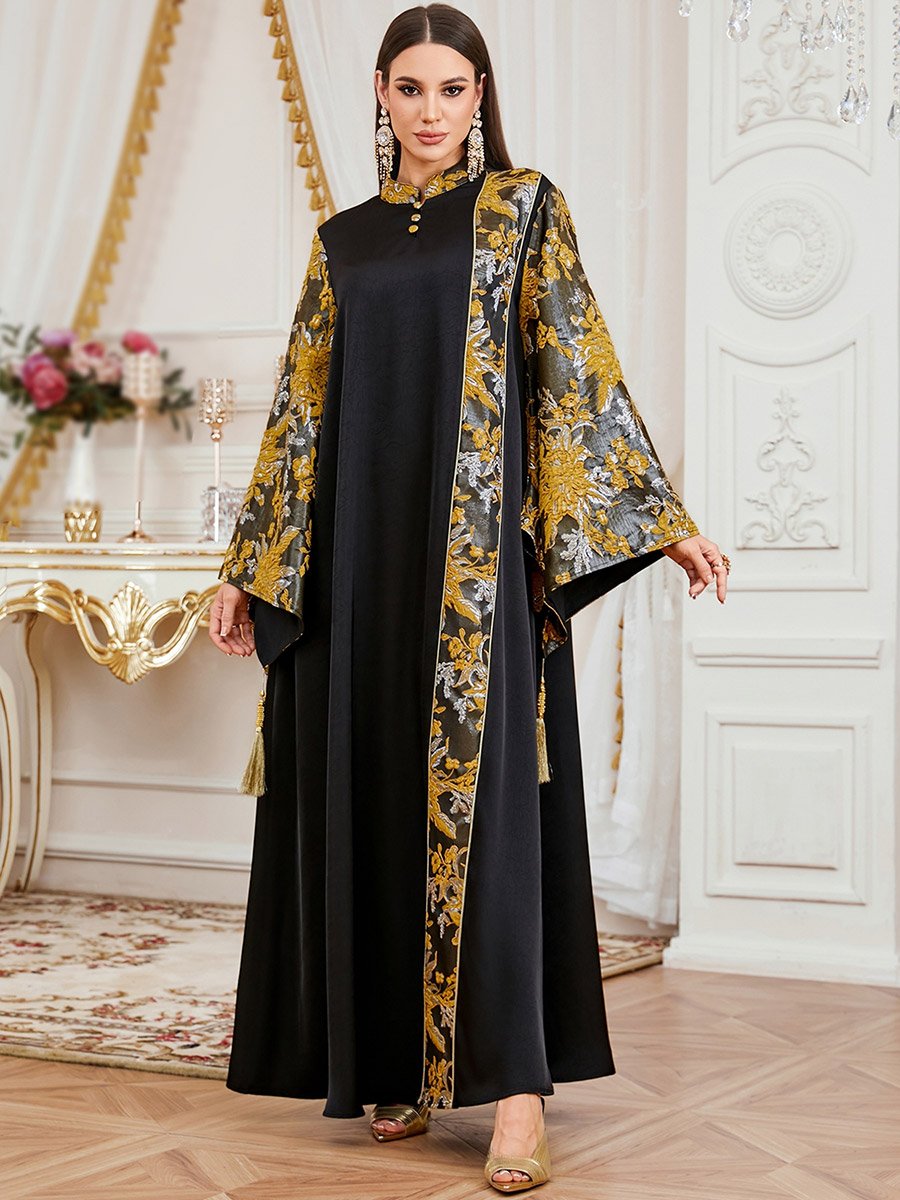 Women Embroidered Kimono Sleeve Jalabiya
