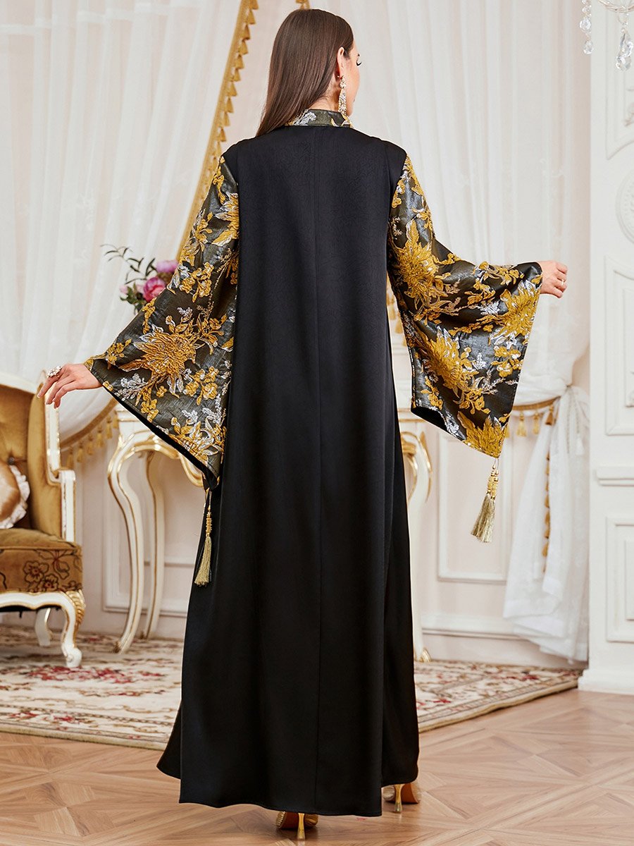 Women Embroidered Kimono Sleeve Jalabiya