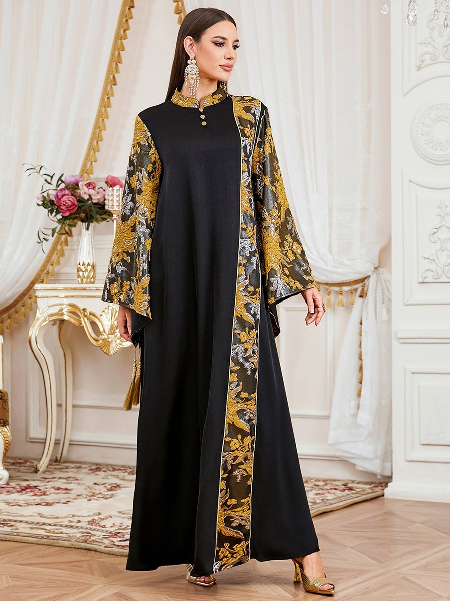 Women Embroidered Kimono Sleeve Jalabiya