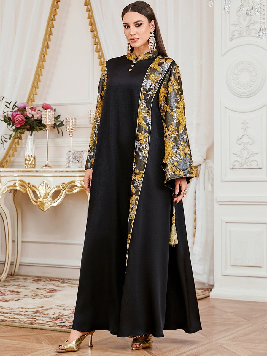 Women Embroidered Kimono Sleeve Jalabiya