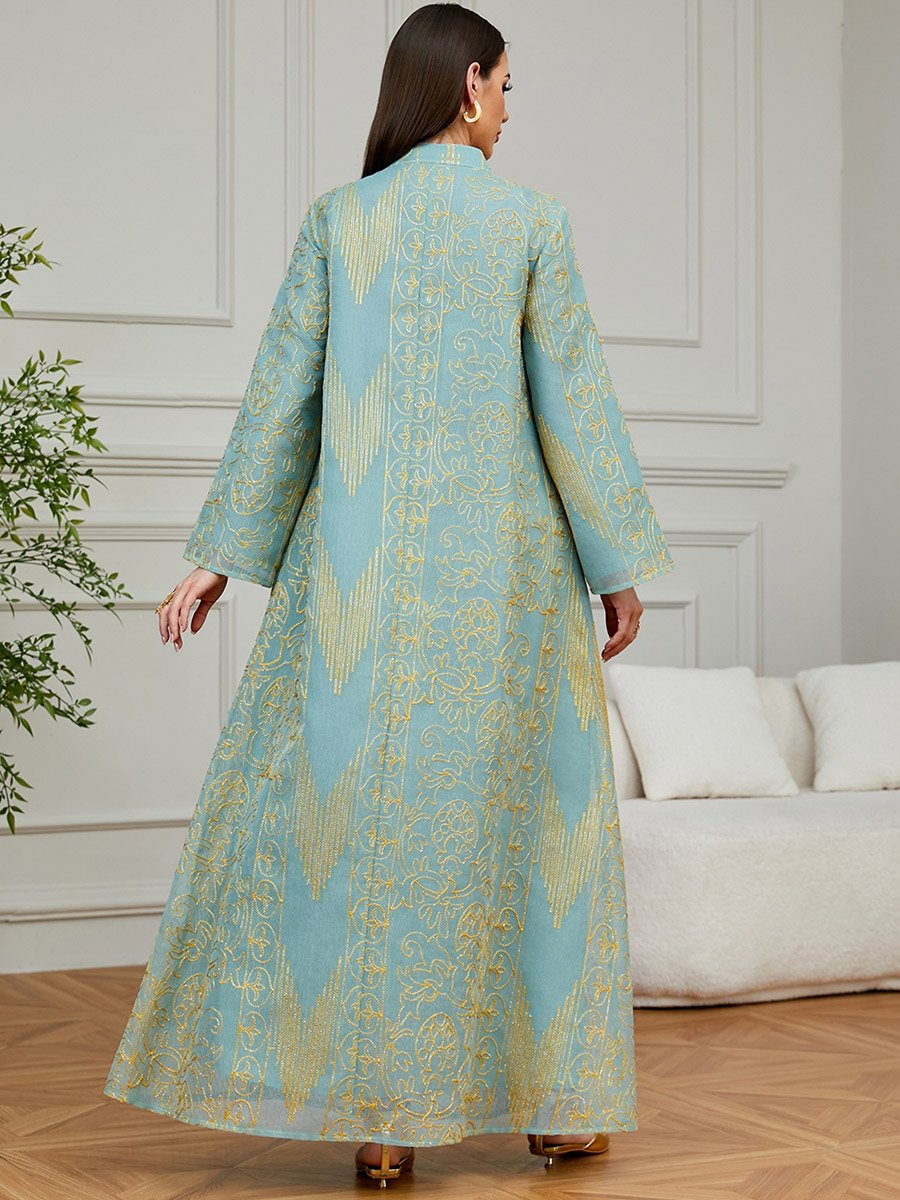 Green Sequined Embroidered Jalabiya