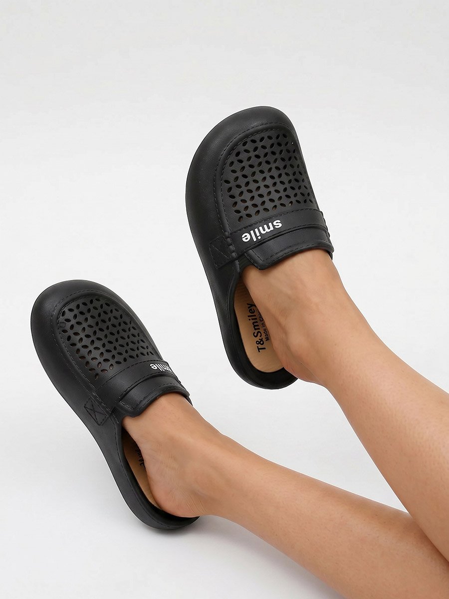 Black Slip-On Slippers