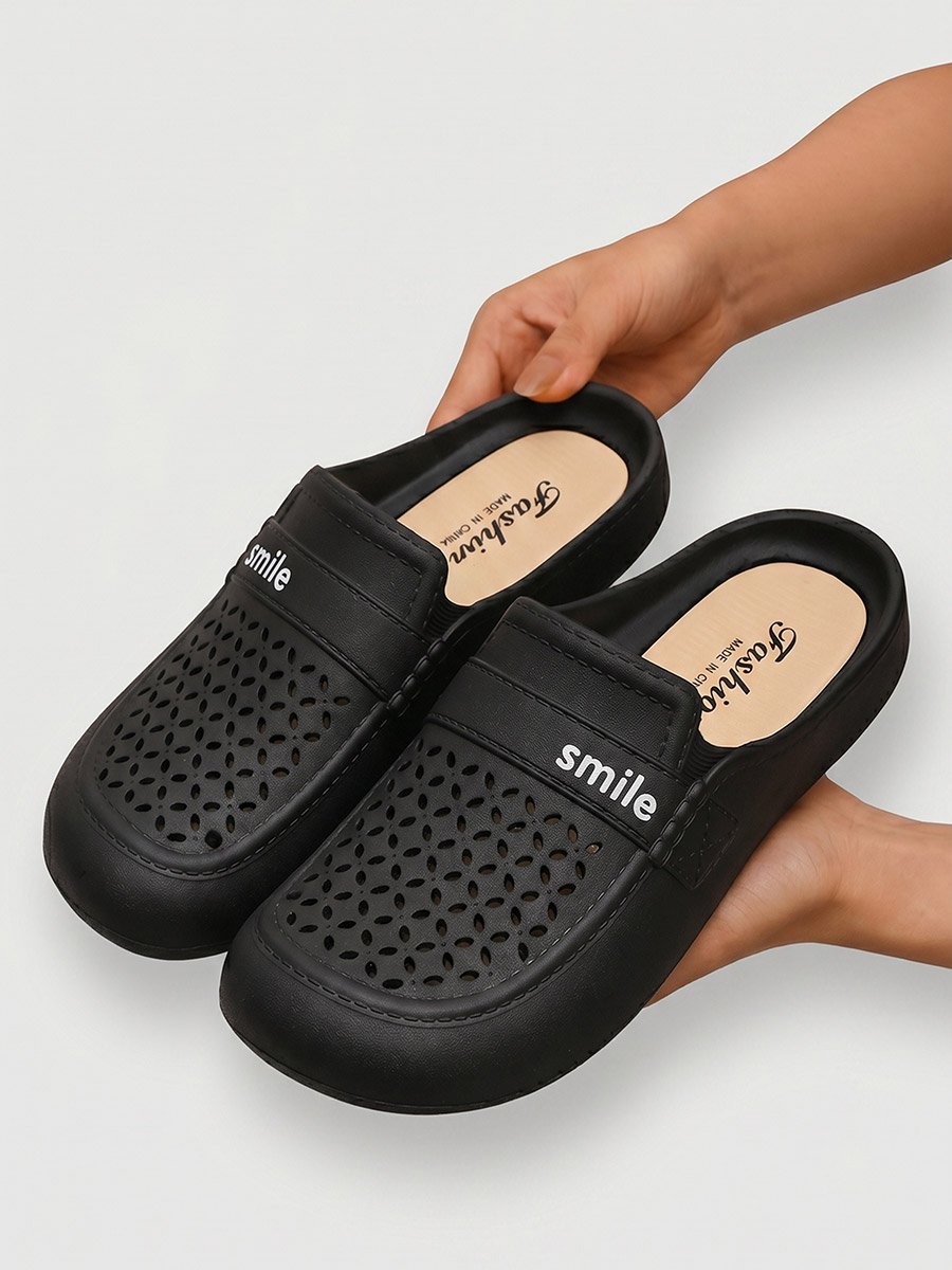 Black Slip-On Slippers