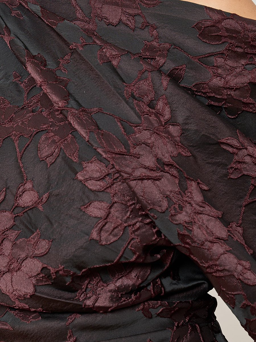 Black Floral Jacquard Midi Dress