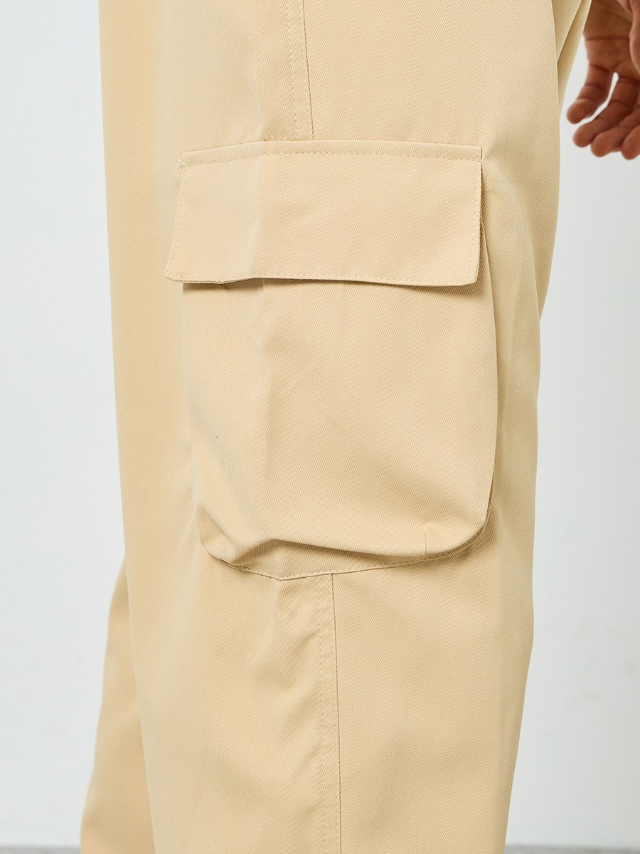 Men Beige Relaxed Fit Cargo Pants