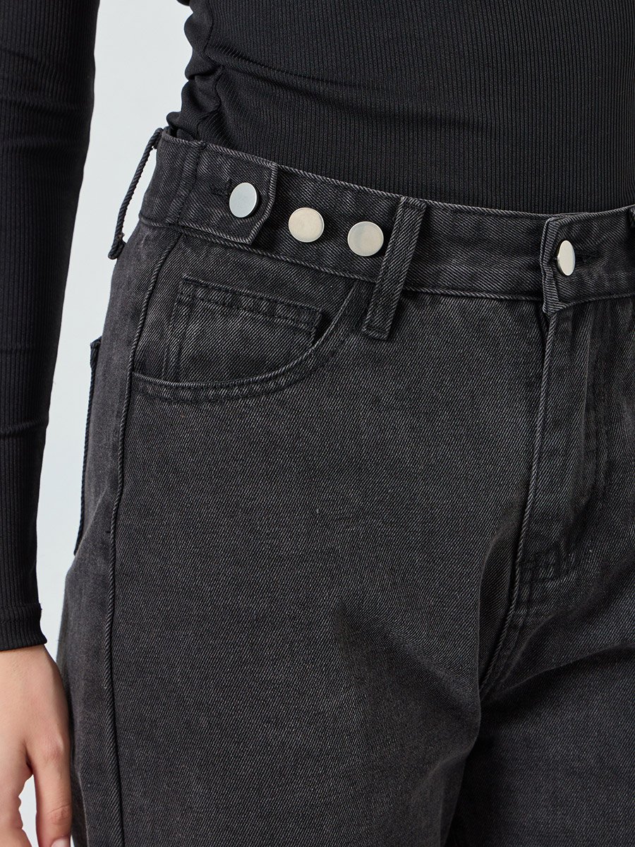 Women Black Wide-Leg Jeans