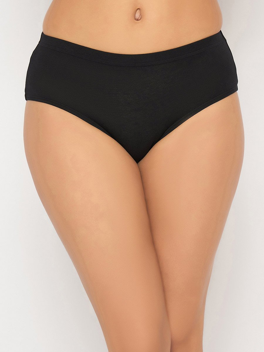 Pack of 3-Mid Waist Hipster Panties with Inner Elastic - Cotton