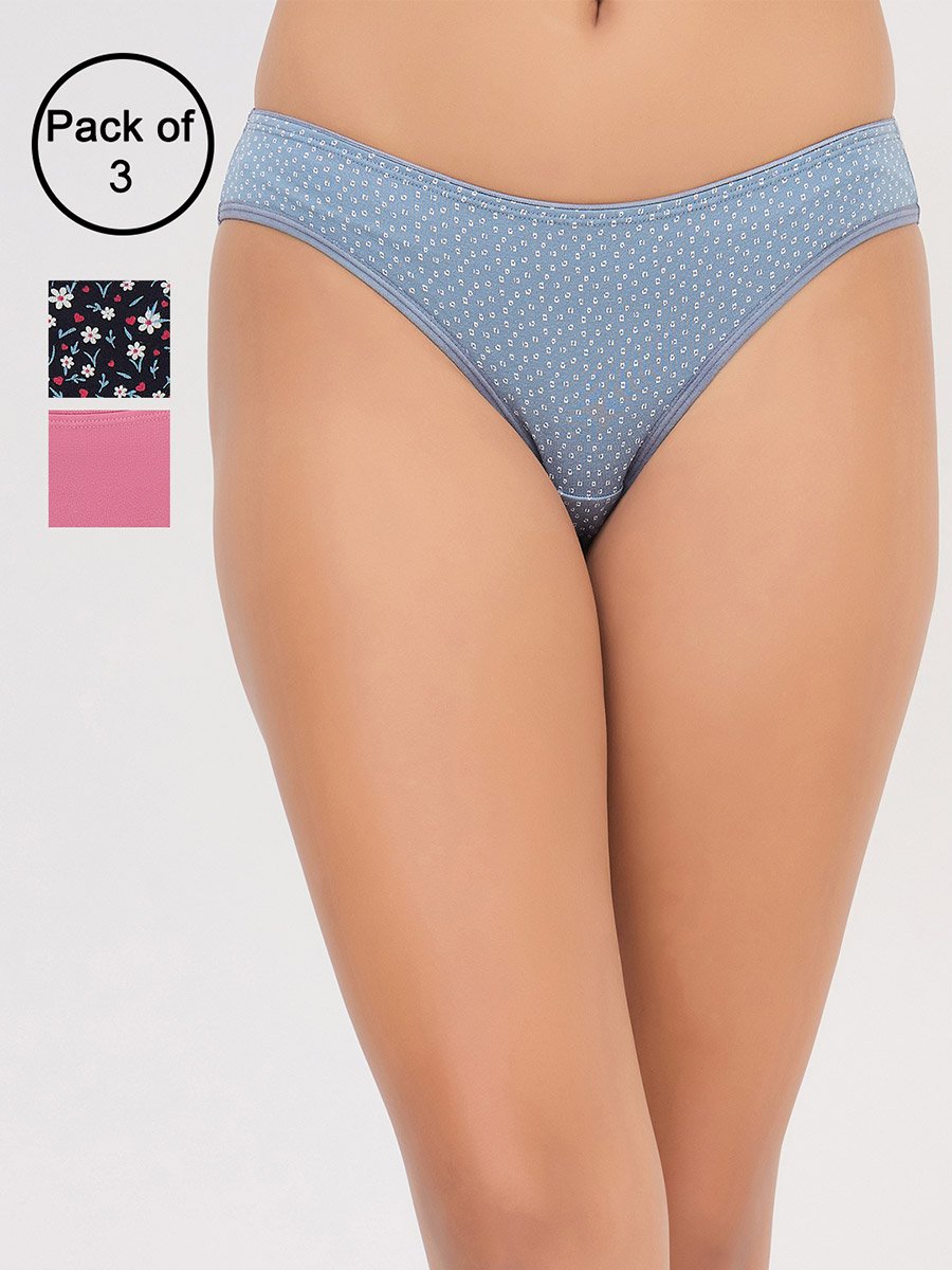 Pack of 3- Printed Low Waist Bikini - Cotton