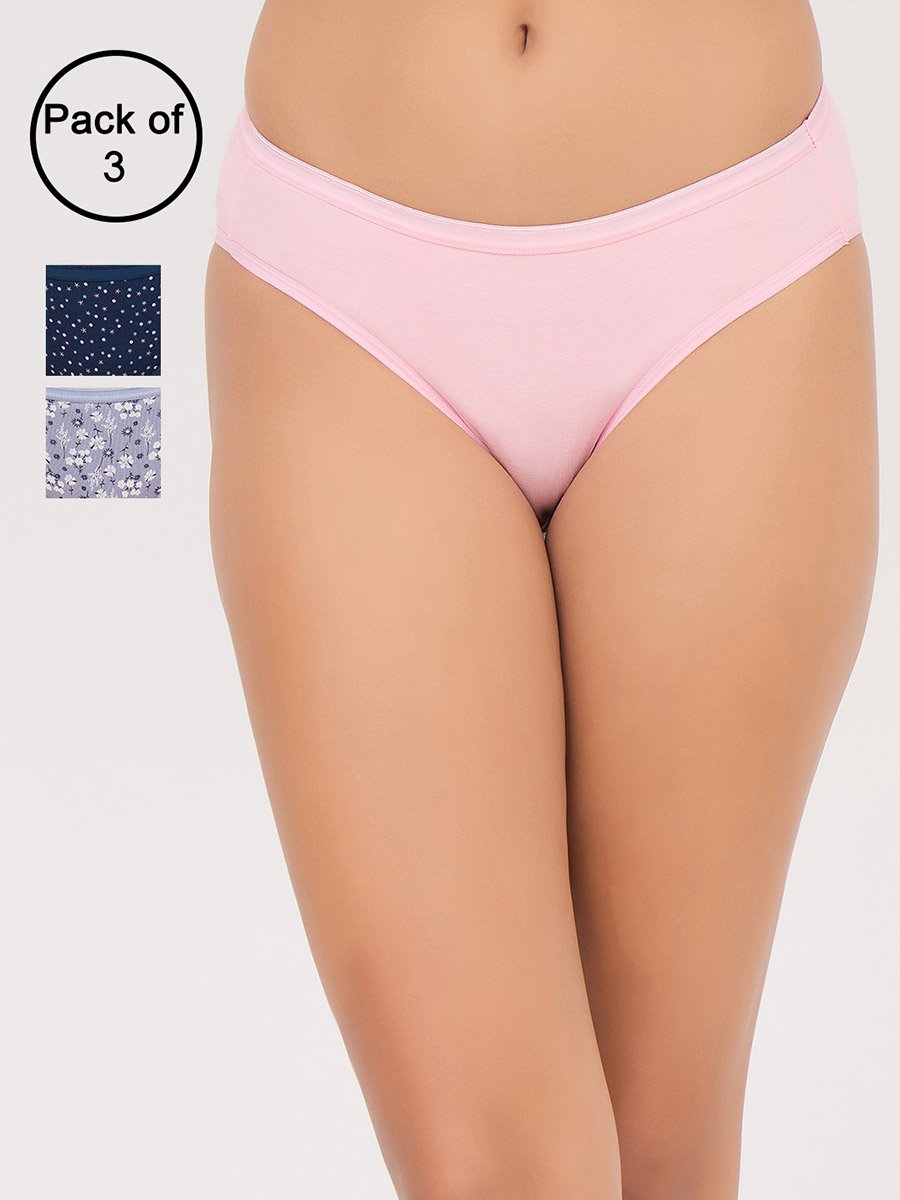 Pack of 3- Printed Low Waist Bikini - Cotton