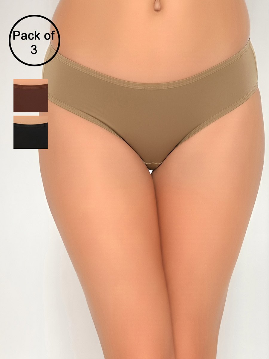 Pack of 3- Solid Bikini with Inner Elastic - Cotton