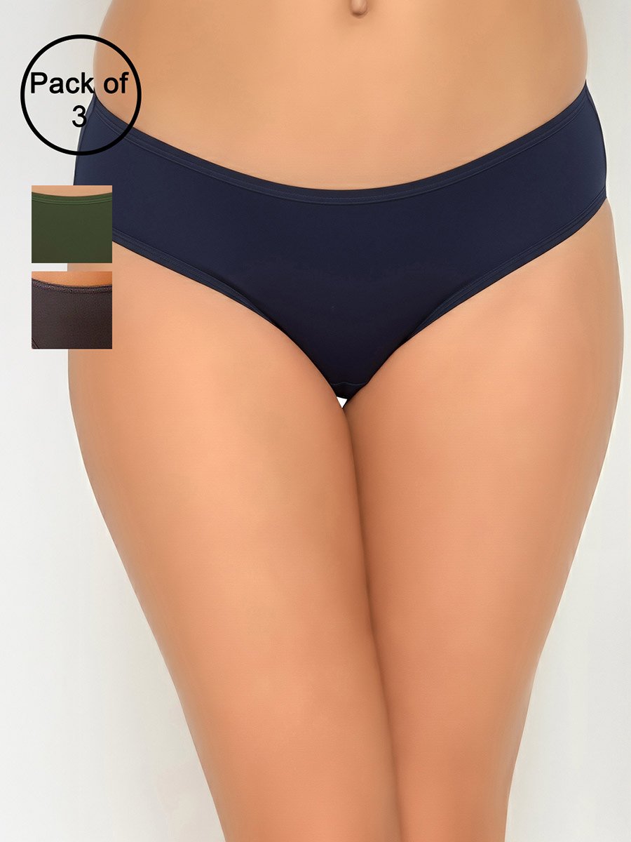 Pack of 3- Solid Bikini with Inner Elastic - Cotton