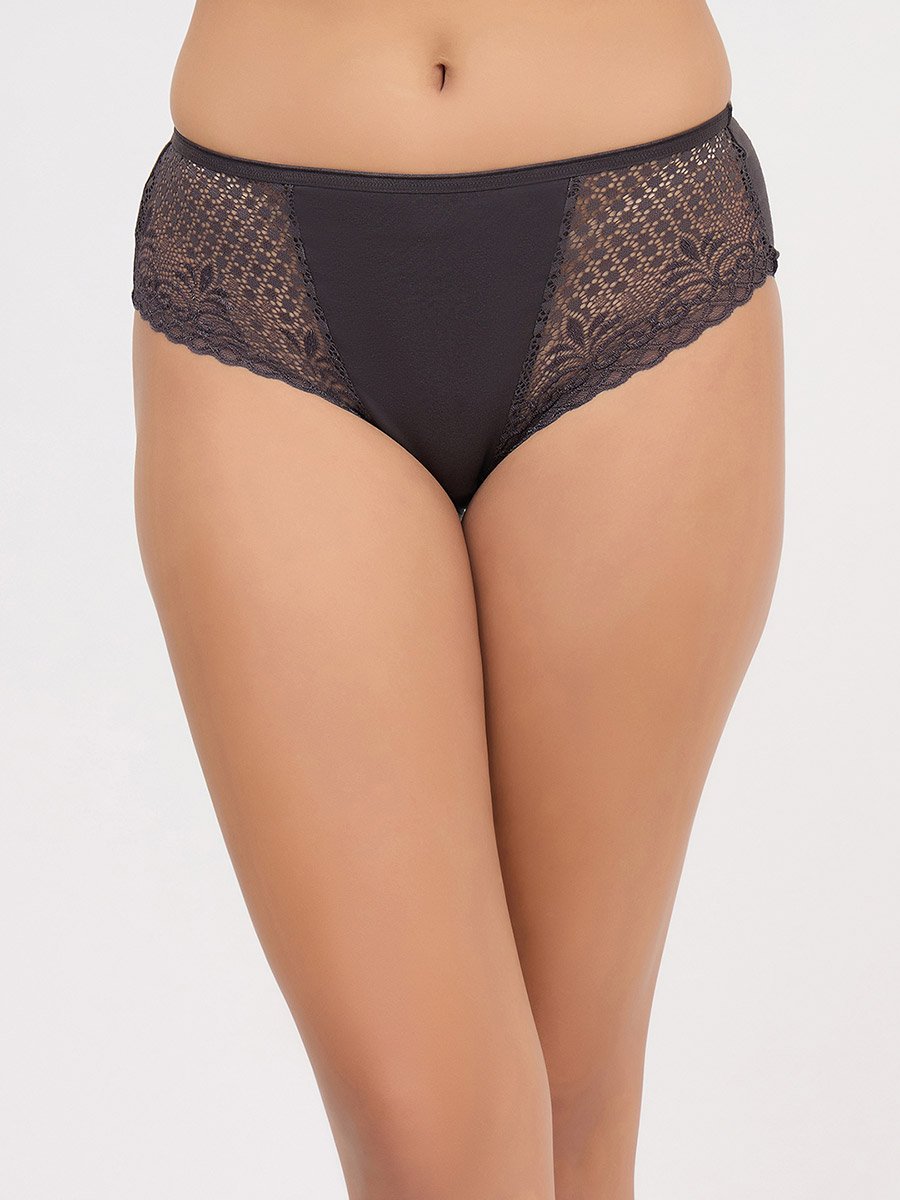 Pack of 3-Mid Waist Hipster Panties with Lace Wings - Cotton