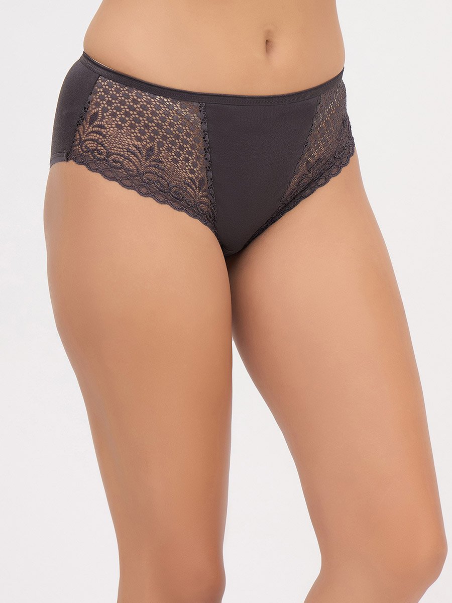 Pack of 3-Mid Waist Hipster Panties with Lace Wings - Cotton