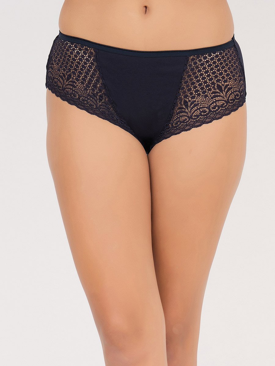 Pack of 3-Mid Waist Hipster Panty with Lace Wings - Cotton