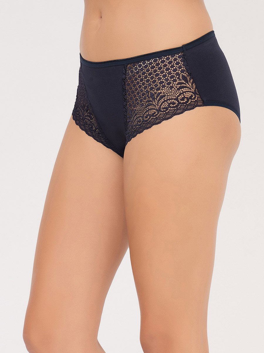 Pack of 3-Mid Waist Hipster Panty with Lace Wings - Cotton