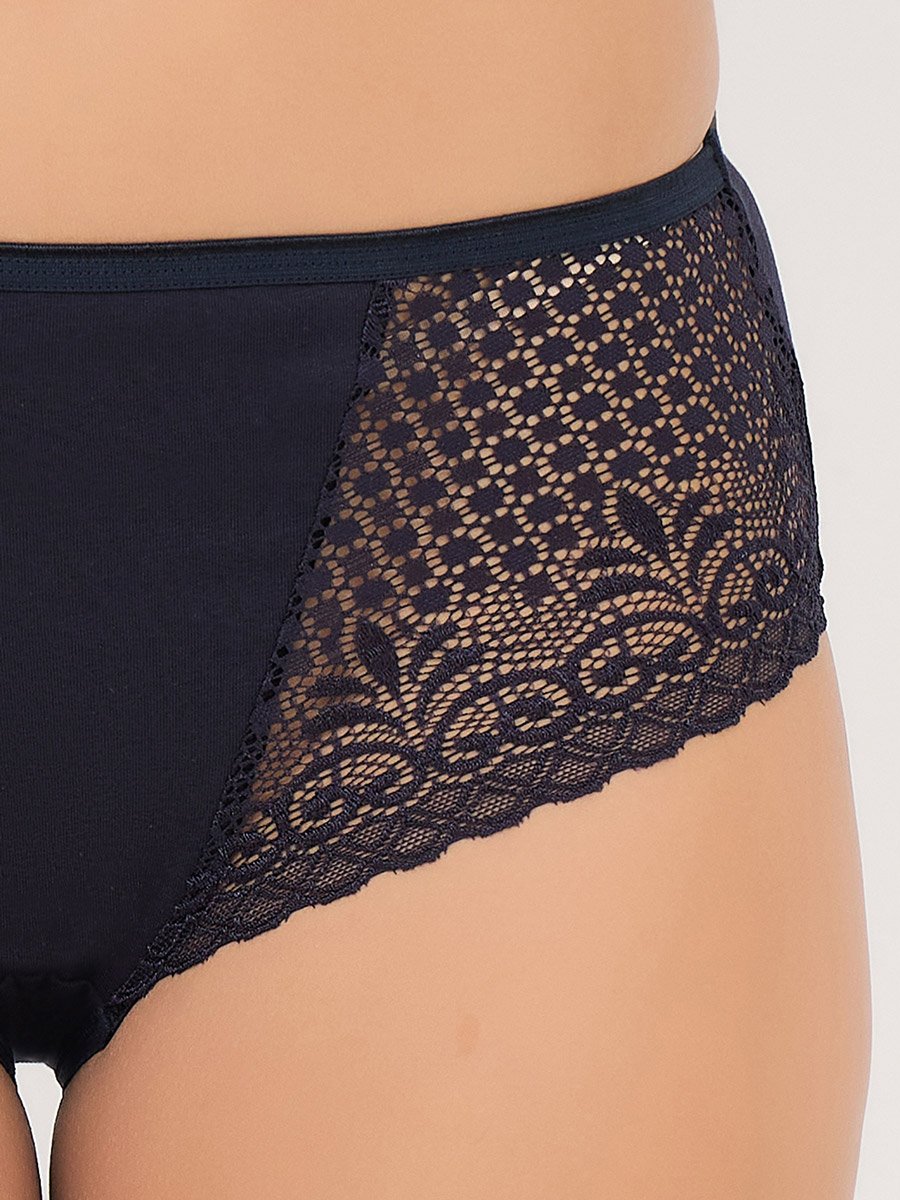 Pack of 3-Mid Waist Hipster Panty with Lace Wings - Cotton