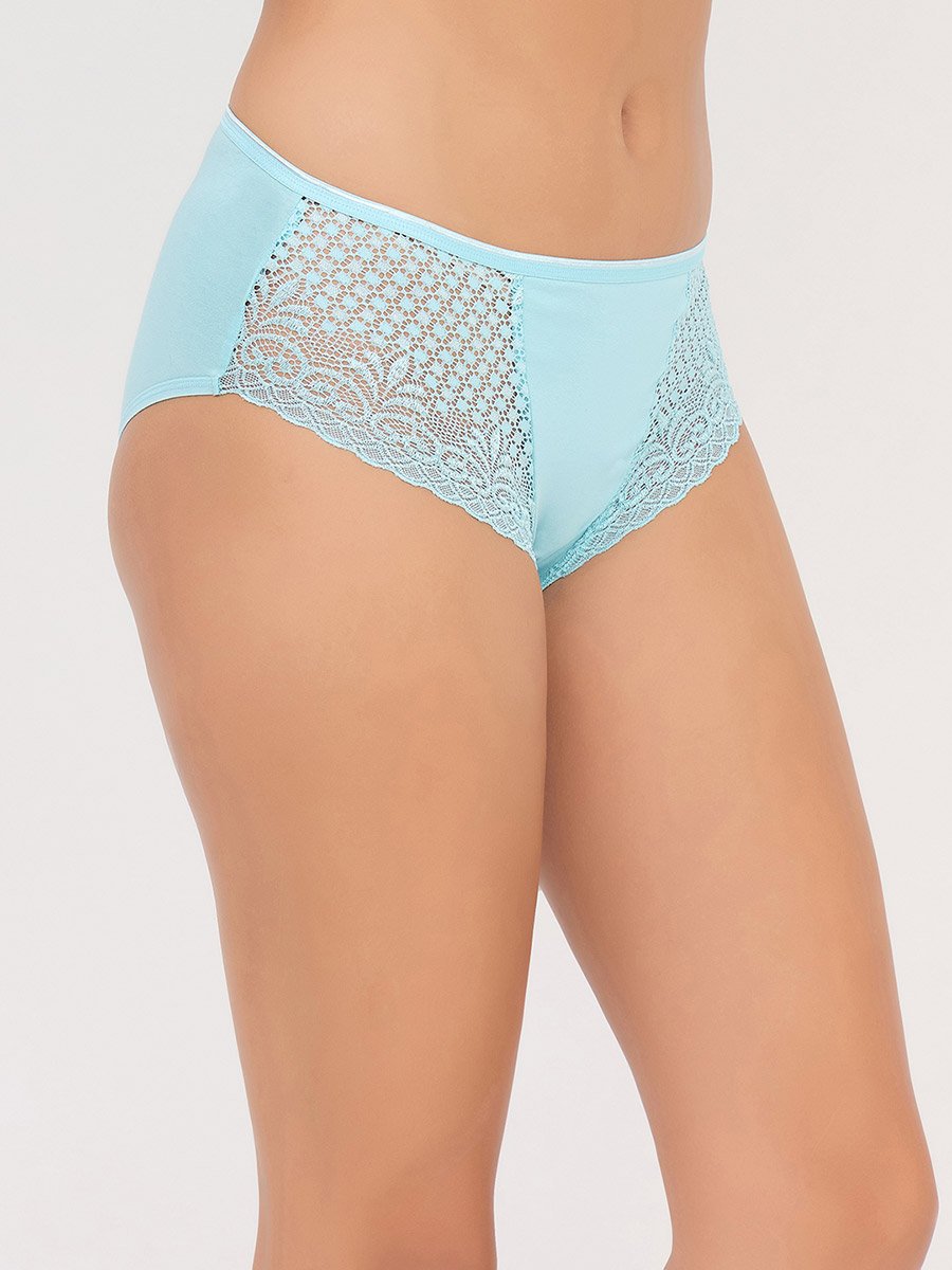 Pack of 3-Mid Waist Hipster Panty with Lace Wings - Cotton