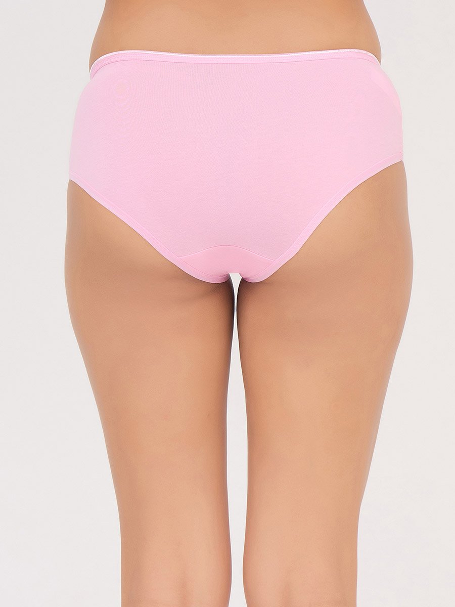 Pack of 3- Mid Waist Hipster Panty with Lace Wings - Cotton