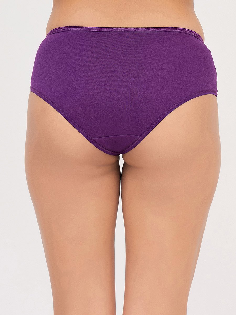 Pack of 3- Mid Waist Hipster Panty with Lace Wings - Cotton