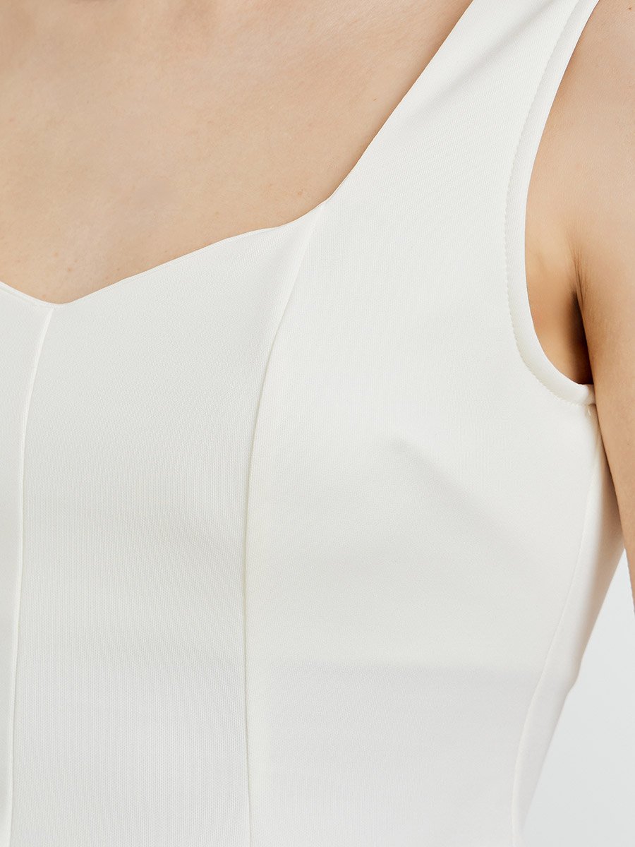 Off White Sleeveless Peplum Top