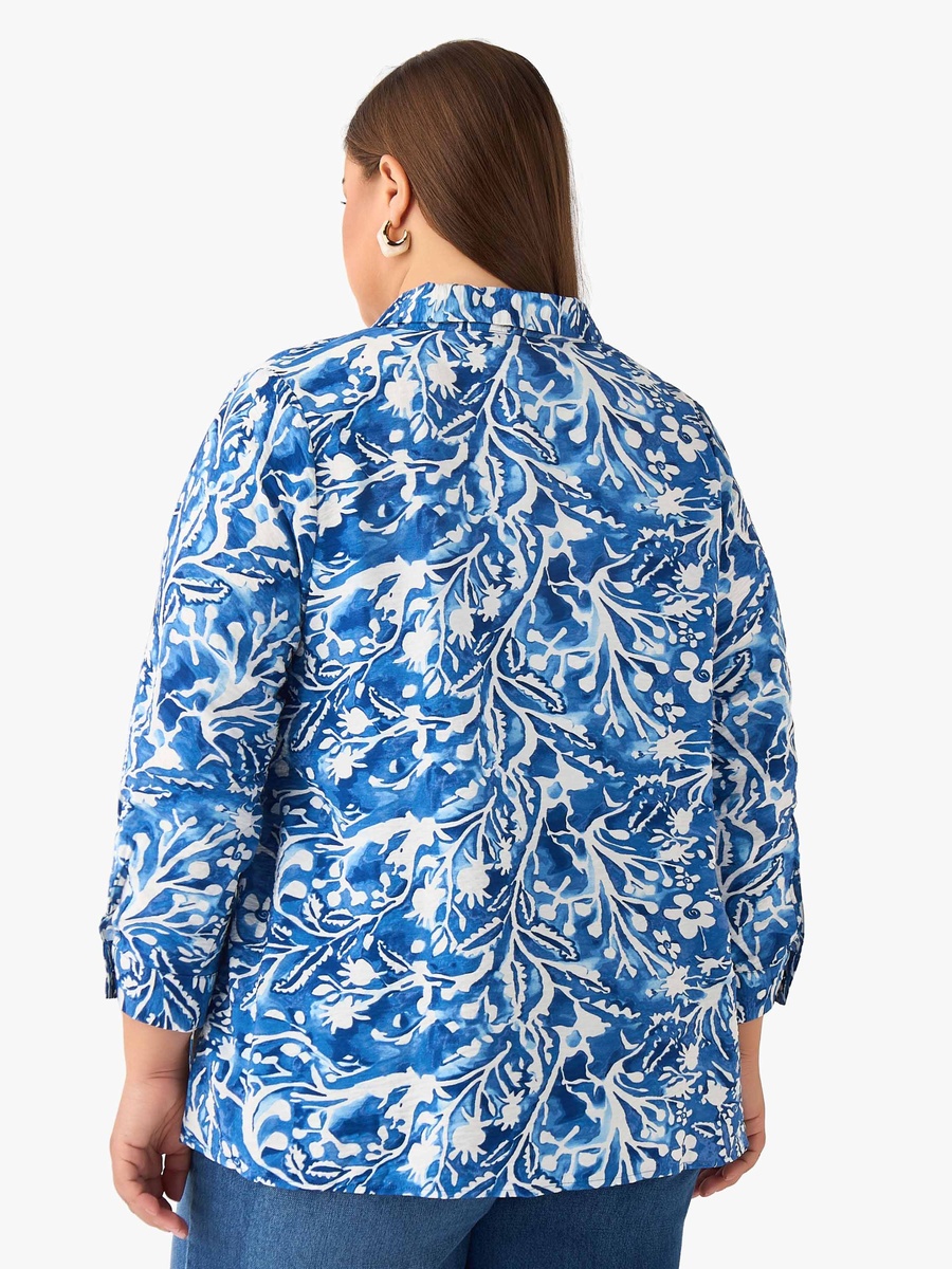 Plus Regular Fit Viscose Shirt with Floral Print