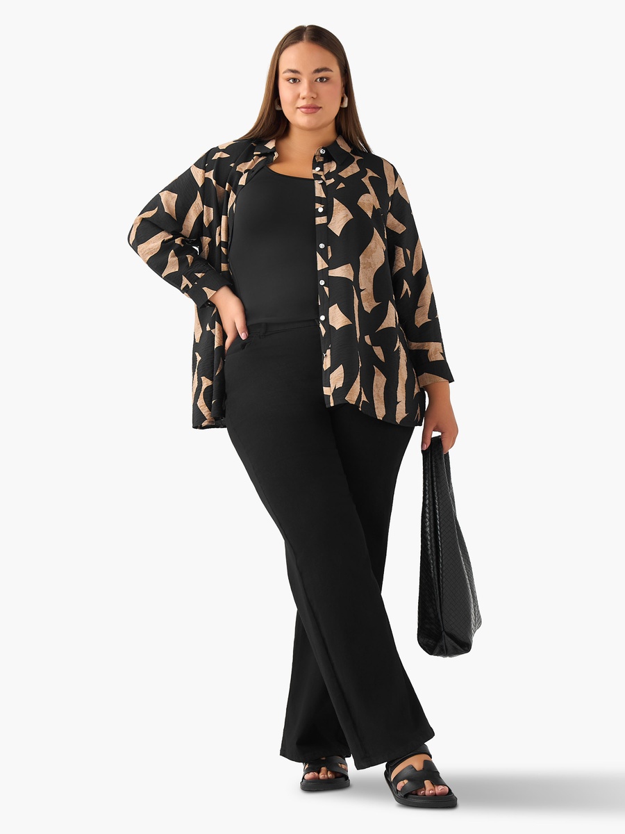 Plus Regular Fit Viscose Shirt with Abstract Print