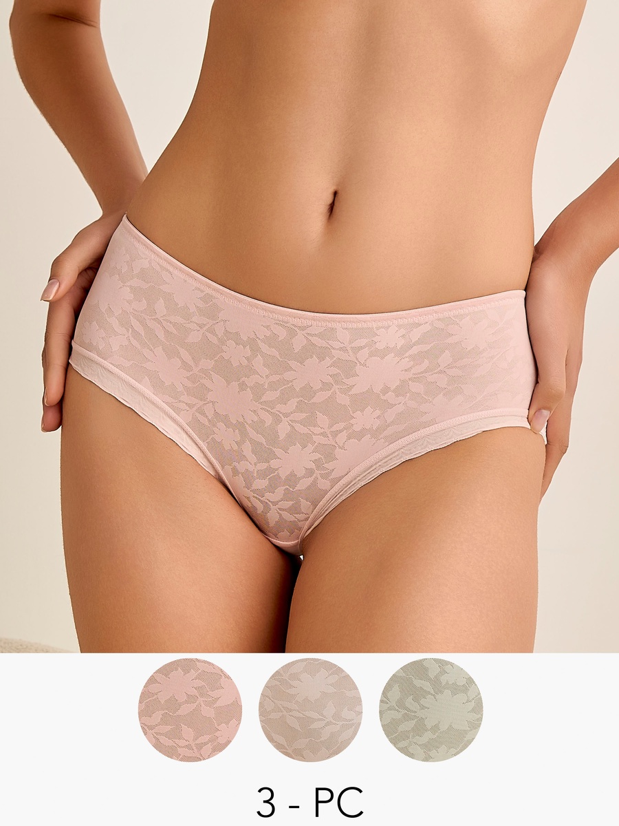 Set of 3 - Briefs with Floral Lace