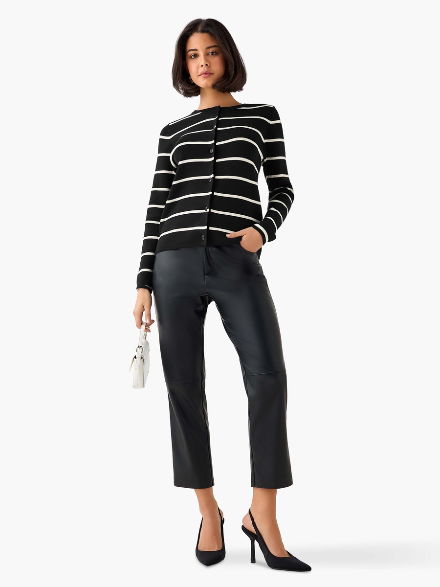 Striped Round Neck Cardigan